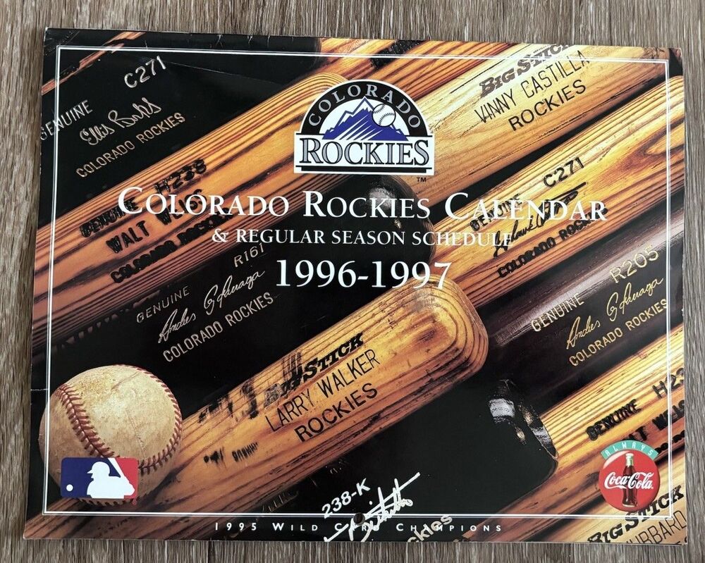 1996 - 1997 Colorado Rockies Calendar & Regular Season Schedule - Larry Walker